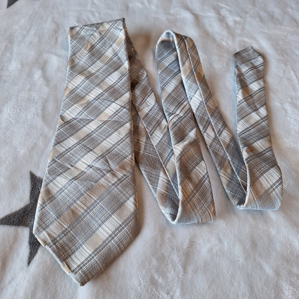 IKE BEHAR Men's 100% Silk White/Gray/Silver Hand Tailor USA Wedding Party